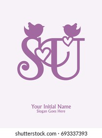 Initial name S U logo template vector