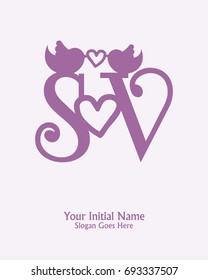 Initial name S V logo template vector