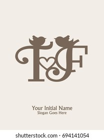 Initial name T F logo template vector