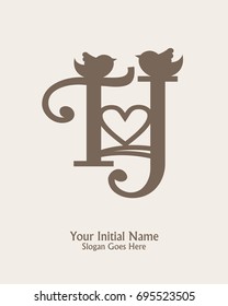 Initial name T J logo template vector