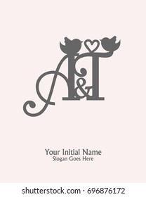 Initial name A T logo template vector