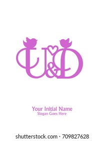 Initial name U and D logo template vector