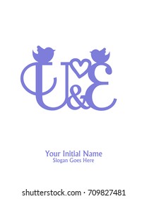 Initial name U & E logo template vector