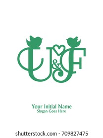 Initial name U & F logo template vector