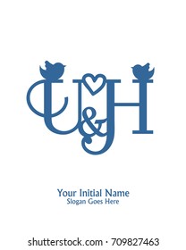 Initial name U & H logo template vector