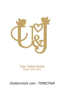 Initial name U & J logo template vector