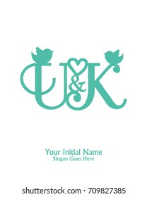 Initial name U & K logo template vector