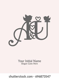 Initial name A U logo template vector