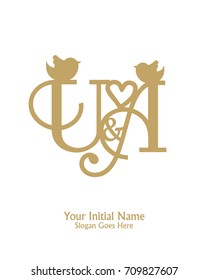 Initial name U and A logo template vector