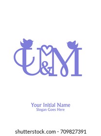 Initial name U & M logo template vector