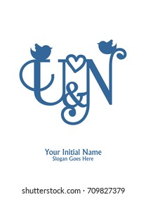 Initial name U & N logo template vector