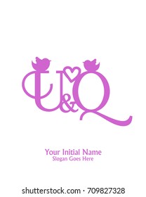 Initial name U & Q logo template vector