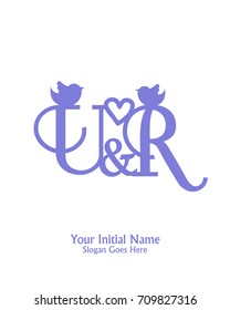 Initial name U & R logo template vector