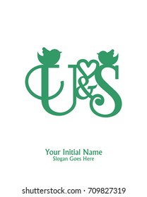 Initial name U & S logo template vector