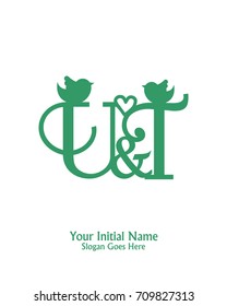 Initial name U & T logo template vector