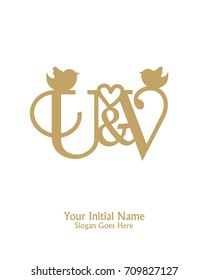 Initial name U & V logo template vector