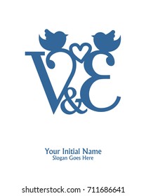 Initial name V & E logo template vector 