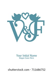 Initial name V & F logo template vector 