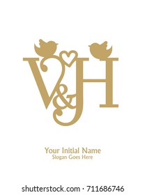 Initial name V & H logo template vector 