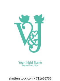 Initial name V & J logo template vector 