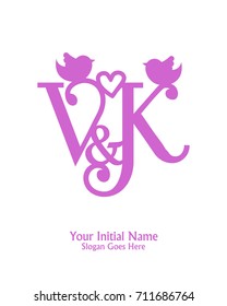 Initial name V & K logo template vector 