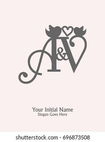 Initial name A V logo template vector