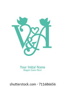 Initial name V & A logo template vector 