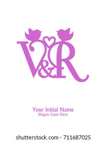 Initial name V & R logo template vector 