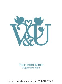 Initial name V & U logo template vector 