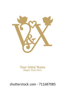 Initial name V & X logo template vector 