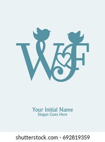 Initial name W F logo template vector