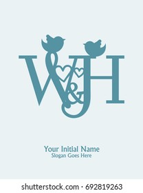 Initial name W H logo template vector