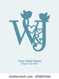 Initial name W J logo template vector