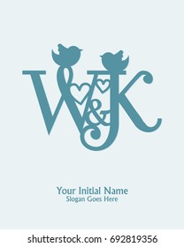 Initial name W K logo template vector