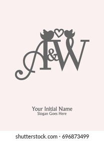 Initial name A W logo template vector