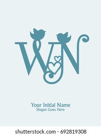 Initial name W N logo template vector