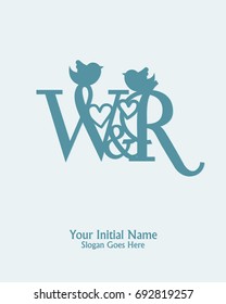 Initial name W R logo template vector