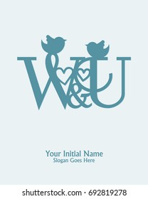 Initial name W U logo template vector