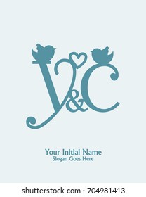 Initial name Y C logo template vector