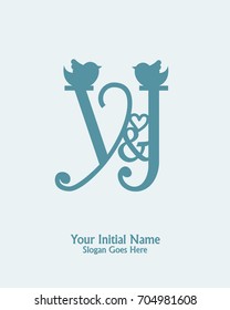 Initial name Y J logo template vector