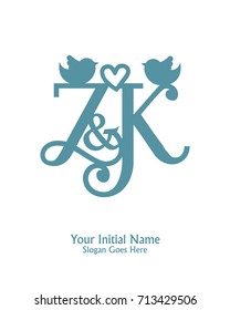 Initial name Z & K logo template vector
