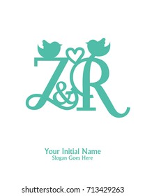 Initial name Z & R logo template vector