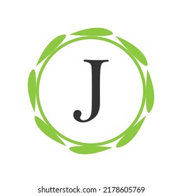 Initial nature leaf J letter Logo Design vector Template. Abstract Letter J logo Design