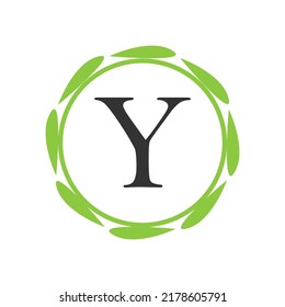 Initial nature leaf Y letter Logo Design vector Template. Abstract Letter Y logo Design
