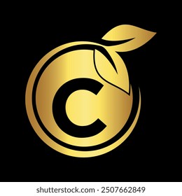 Initial nature Logo combine with letter C vector template