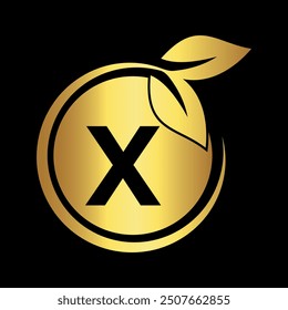 Initial nature Logo combine with letter X vector template