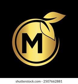 Logotipo de la naturaleza inicial combinado con la letra M Plantilla de Vector