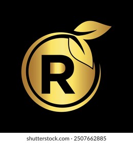 Initial nature Logo combine with letter R vector template