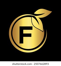 Initial nature Logo combine with letter F vector template