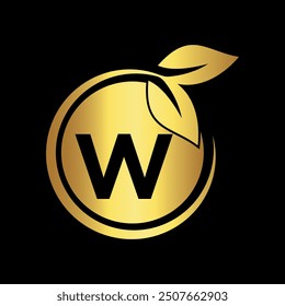 Logotipo de la naturaleza inicial combinado con la letra W Plantilla de Vector